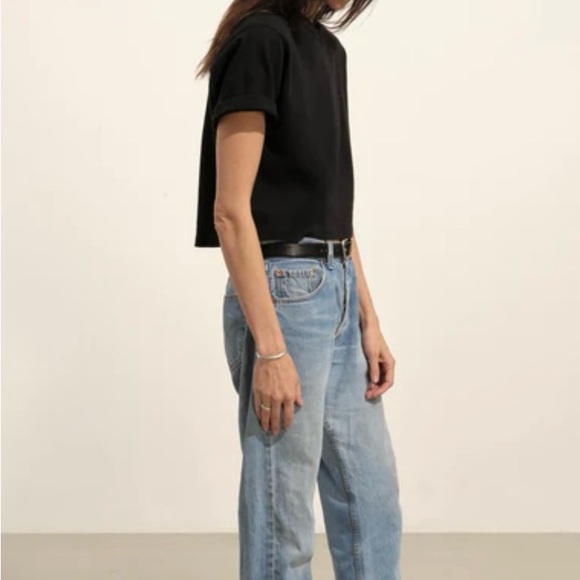 NWOT Buck Mason Field-Spec Boyfriend Crop Black Tee Shirt Size Mediun - Picture 4 of 9